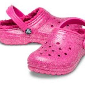 Crocs Girl's Pink Classic Lined Glitter Slip-On Casual Clogs Size‎ US 13